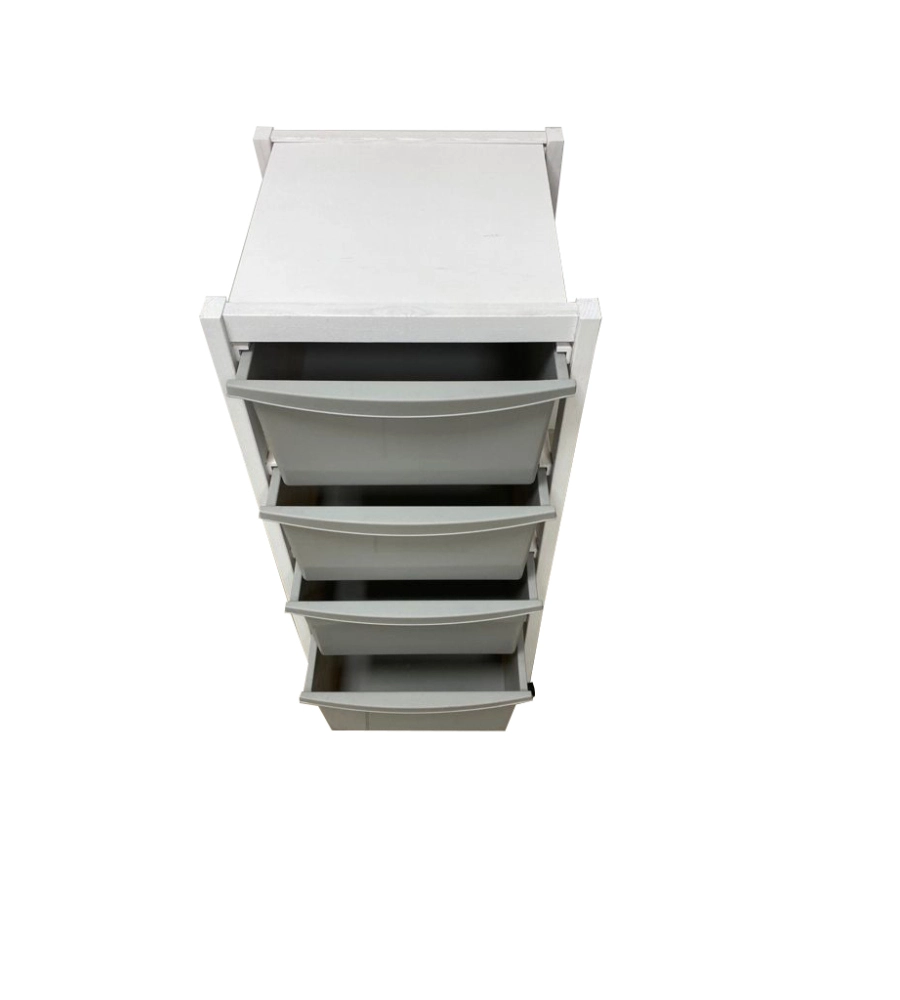 Carrello "millenium" bianco e tortora in legno e plastica, 36,5x37,5x82 cm